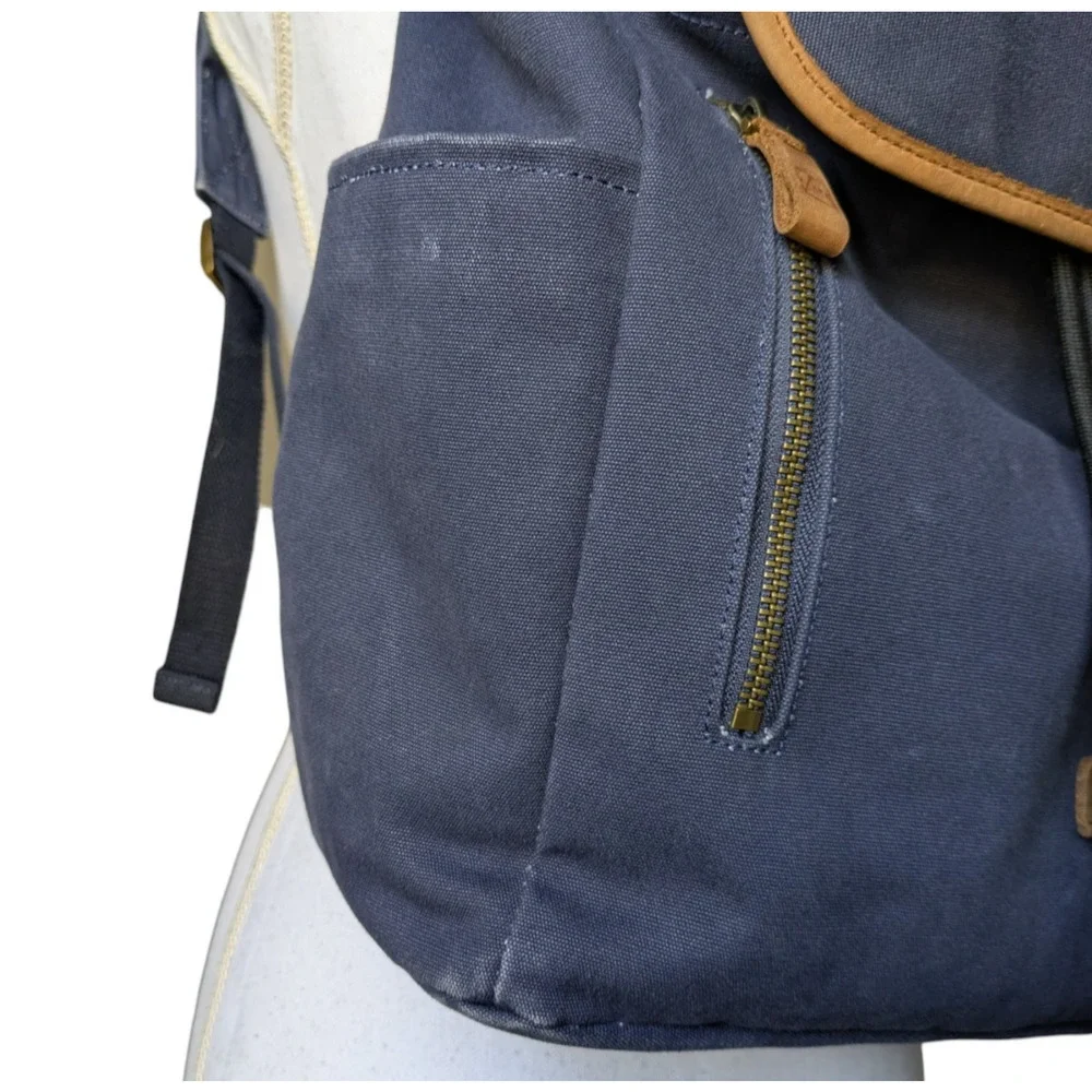 Stubble & Co Navy Blue Canvas Backpack Daypack Hiking Travel Laptop Sleeve